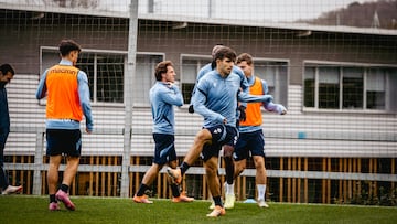Pablo Marín, en un entrenamiento de la Real Sociedad en Zubieta.