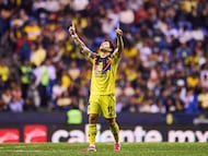 Victor Davila celebrates his goal 0-3 of America during the 10th round match between Puebla and America as part of the Liga BBVA MX, Torneo Clausura 2026 at Cuauhtemoc Stadium, on February 20, 2026 in Puebla, Mexico.