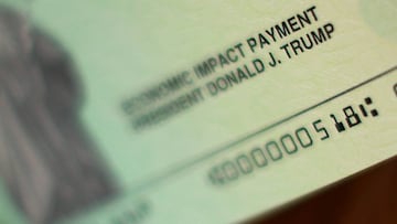 WASHINGTON, DC - APRIL 29: U.S. President Donald Trump's name appears on the coronavirus economic assistance checks that were sent to citizens across the country April 29, 2020 in Washington, DC. The initial 88 million payments totaling nearly $158 b