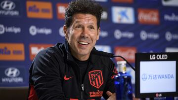 Simeone, en una rueda de prensa con el Atlético de Madrid.