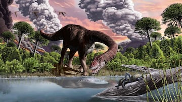 If the explosive fireball didn't get them, the plunge in global temperature on a planet with little or no ice -- caused by a blanket of heat-shielding debris in the atmosphere -- did. What most folks don't know is that more than 100 million years earlier, another climate change cataclysm devastated a different set of dinosaur species, with many going extinct. (Photo by Jorge GONZALEZ / MUSEO PALEONTOLOGICO EGIDIO FERUGLIO / AFP) / RESTRICTED TO EDITORIAL USE - MANDATORY CREDIT "AFP PHOTO/ DIEGO POL/ MUSEO PALEONTOLOGICO EGIDIO FERUGLIO" - NO MARKETING - NO ADVERTISING CAMPAIGNS - DISTRIBUTED AS A SERVICE TO CLIENTS