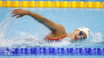 TOKYO, JAPAN - JULY 22: Katie Grimes of Team United States during aquatics training at the Tokyo Aquatics Centre ahead of the Tokyo 2020 Olympic Games on July 22, 2021 in Tokyo, Japan. (Photo by Al Bello/Getty Images)