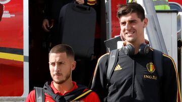 Courtois y Hazard, juntos antes de un partido de B&eacute;lgica en el pasado Mundial