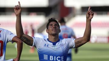 Futbol, Deportes La Serena vs Universidad Catolica.
 Fecha 32, campeonato Nacional 2020.
 El jugador de Universidad Catolica Gaston Lezcano celebra su gol contra Deportes La Serena durante el partido de primera division disputado en el estadio La Portada 