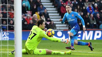 Soccer Football - Premier League - AFC Bournemouth vs Arsenal - Vitality Stadium, Bournemouth, Britain - January 14, 2018 Arsenal's Hector Bellerin scores their first goal REUTERS/Dylan Martinez EDITORIAL USE ONLY. No use with unauthorized au
