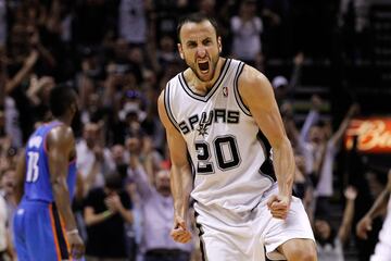 -Años en la NBA: 2002-2018 | -Equipos: San Antonio Spurs | -Medias de su carrera: 13,3 puntos, 3,8 asistencias, 1,3 robos | -Mejor temporada: (2007-08) 19,5 puntos, 4,5 asistencias, 1,5 robos | -Méritos: 4 veces campeón, 1 vez mejor sexto hombre, 2 veces all star. | Un jugador especial como pocos. Un escolta con una combinación de talento y físico que le ha permitido hacer cosas que muy pocos escoltas han hecho. Lectura de juego superior a la media, heredada de sus años triunfales en Italia, y competitividad argentina en las venas, y ambas cosas multiplicadas bajo la batuta de Gregg Popovich, su entrenador durante los 16 años de carrera en Estados Unidos. Le dio tiempo a ganar cuatro veces el anillo junto a sus inseparables Tim Duncan y Tony Parker y a sublimar la figura del sexto hombre, por lo que fue reconocido como el mejor de la temporada 2007-08.
