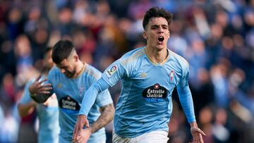 VIGO, SPAIN - FEBRUARY 26:  Gabri Veiga of RC Celta de Vigo celebrates after scoring his team's third goal during the LaLiga Santander match between RC Celta and Real Valladolid CF at Estadio Abanca Balaidos on February 26, 2023 in Vigo, Spain. (Photo by Jose Manuel Alvarez/Quality Sport Images/Getty Images)