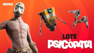 El Bandido Psic&oacute;pata y Claptrap de Borderlands llegaron como skin y mochila respectivamente a Fortnite en 2019