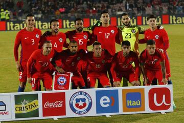 Futbol, Chile vs Burkina Faso.
Partido amistoso 2017.
FormaciÃ³n de Chile antes del partido  amistoso contra Burkina Faso en el estadio Nacional.
Santiago, Chile.
02/06/2017
Marcelo Hernandez/Photosport***************

Football, Chile vs Burkina Faso.
Friendly match 2017.
Chile's team before friendly match against Burkina Faso at Nacional stadium in Santiago, Chile.
02/06/2017
Marcelo Hernandez/Photosport