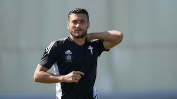 El centrocampista Óscar Rodríguez, durante un entrenamiento del Celta.