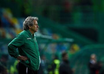 Sporting's head coach Jorge Jesus gestures from the sideline during the Portuguese Cup football match Sporting CP vs SC Praiense at the Jose Alvalade stadium in Lisbon on November 17, 2016.