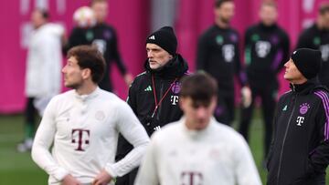 Tuchel, durante el entrenamiento del Bayern de ayer.
