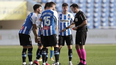 Los jugadores del Espanyol, en Tenerife.