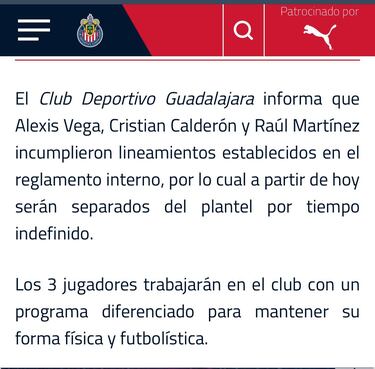 Son nueve los jugadores que han sido separados de Chivas por indisciplina desde 2020