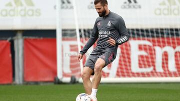 Nacho, en un entrenamiento reciente del Real Madrid.