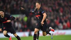 Marcos Llorente celebra un gol en el Liverpool-Atl&eacute;tico de Champions.