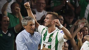 Fabián, con Quique Setién.