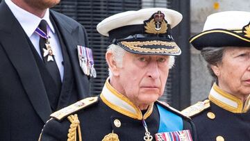 London, United Kingdom -19/09/2022. King Charles III and his family follow the gun carriage carrying his late mother the Queen Elizabeth II to her funeral at Westminster Abbey, Westminster.  Joshua Bratt/Pool via REUTERS