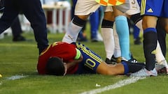 Ceballos brought to hospital on a stretcher, neck collar suffering from vomiting and dizziness