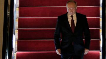 Russian President Vladimir Putin arrives at Qingdao Liuting International Airport for the Shanghai Cooperation Organization (SCO) Summit in Qingdao, Shandong Province, China June 8, 2018. REUTERS/Aly Song/Pool