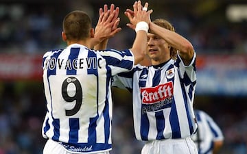 Karpin y Kovacevic durante un partido de la Real Sociedad en la 2002-03.