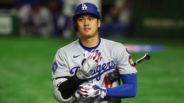 Baseball - Major League Baseball - Chicago Cubs v Los Angeles Dodgers - Tokyo Dome, Tokyo, Japan - March 18, 2025 Los Angeles Dodgers' Shohei Ohtani reacts after getting strike out in the sixth innings REUTERS/Issei Kato