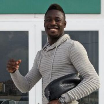 Boakye, ayer, tras el entrenamiento celebrado en el Martínez Valero.