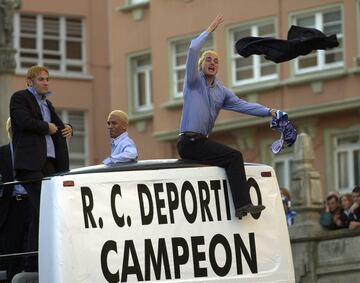 Scaloni, celebrando el título de Liga del Deportivo.