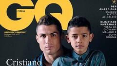 Cristiano Ronaldo con su hijo mayor, Cristiano Jr., en la portada de la edici&oacute;n italiana de la revista GQ.