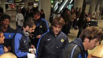 <b>A LA CATEDRAL. </b>Unai Alba, Pamarot, Peña, Portillo y Abraham Paz, ayer camino de Bilbao.