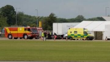 El Marussia, tras el accidente de 2012 en Duxford.