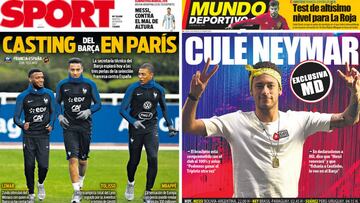Portadas de 'Sport' y 'Mundo Deportivo' el martes, 28 de marzo de 2017.
