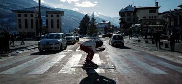 Esquiando en una pista un tanto inusual