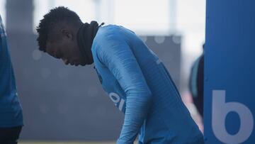 Semedo, en el entrenamiento del Barcelona