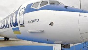 Puesta de largo del nuevo aeroplano del Madrid.