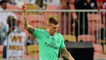 Kroos celebra su gol ante el Valencia.