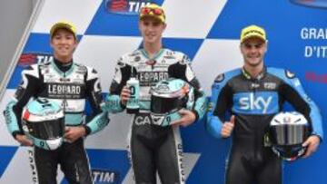 Los tres primeros en la calificaci&oacute;n de Moto3 del GP de Italia. 