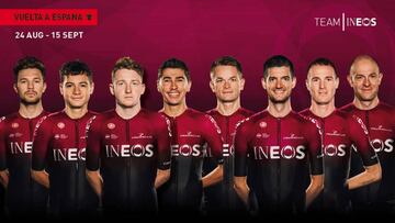 Formaci&oacute;n de Ineos para la Vuelta a Espa&ntilde;a 2019.