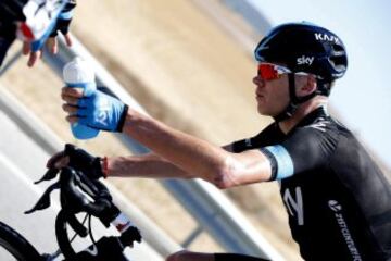 El ciclista britanico del equipo Sky Chiristopher Froome, durante la tercera etapa de la Vuelta Ciclista a España 2014 que hoy ha transcurrido entre Cádiz capital y el municipio gaditano de Arcos de la Frontera, con un recorrido de 197,8 kilómetros. 