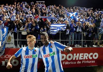 Martin Odegaard y Alexander Isak celebraron el pase a la final de la Copa del Rey.