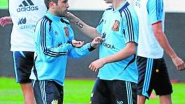 <b>FELIZ. </b>Torres, ayer en el entrenamiento de España en el Calderón.