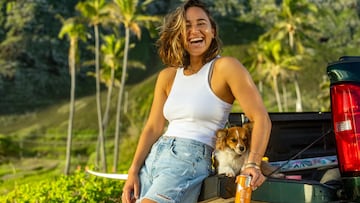 Carissa Moore poses for a portrait for the Red Bull Summer Edition in Oahu, Hawaii, USA on January 20, 2022 //