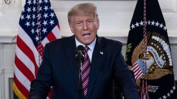 Donald J. Trump anuncia su lista de posibles candidatos a la Corte Suprema y responde preguntas sobre el Coronavirus durante un evento en la Sala Diplomática de la Casa Blanca, en Washington, DC, EE. UU., 09 de septiembre de 2020.