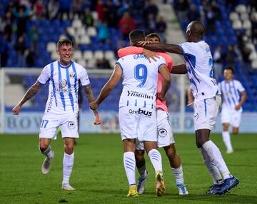 Los jugadores del Leganés celebran el 2-1 ante el Tenerife. 