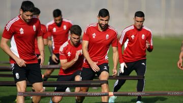 El Granada durante el entrenamiento de este jueves.