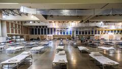 A temporary hospital which is been settled up by members of the California National Guard is seen in Indio, California on March 29, 2020. - The new field hospital with 125 bedswill help ease the burden on the local hospital system amid the growing COVID-1