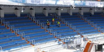 Así se encuentra el Santiago Bernabéu a dos días de su estreno. El club blanco jugará el 12 de septiembre frente al Celta de Vigo.