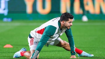 GIRONA, SPAIN - NOVEMBER 16: Henry Martin of Mexico warm up prior to the friendly match between Mexico and Sweden at Montilivi Stadium on November 16, 2022 in Girona, Spain. (Photo by Eric Alonso/Getty Images)