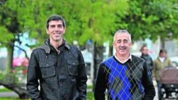 <b>BUENA RELACIÓN. </b>Muñiz y Preciado paseando juntos cuando el gijonés entrenaba al Racing.