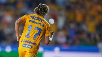   Francisco Sebastian Cordova celebrates his goal 1-0 of Tigres during the game Tigres UANL vs Puebla, corresponding to Requalification of the Torneo Clausura 2023 of the Liga BBVA MX, at Universitario Stadium, on May 07, 2023.

<br><br>

 Francisco Sebastian Cordova celebra su gol 1-0 de Tigres durante el partido Tigres UANL vs Puebla, Correspondiente a la Recalificacion del Torneo Clausura 2023 de la Liga BBVA MX,en el Estadio Universitario, el 07 de Mayo de 2023.